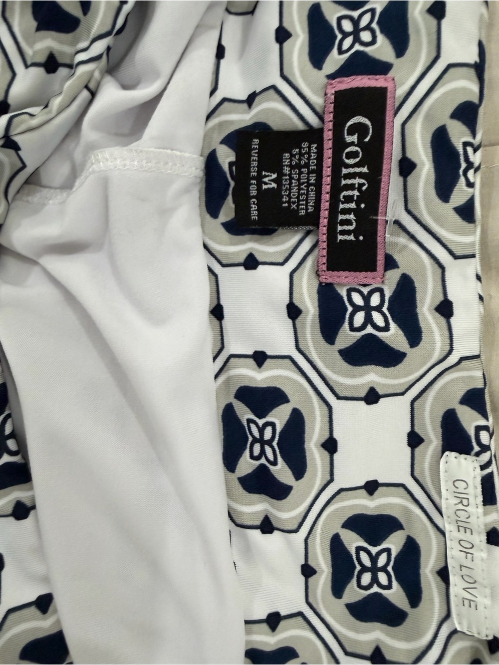 Golftini Printed Golf Skort White Navy Performance Skirt Size M - Picture 4 of 5